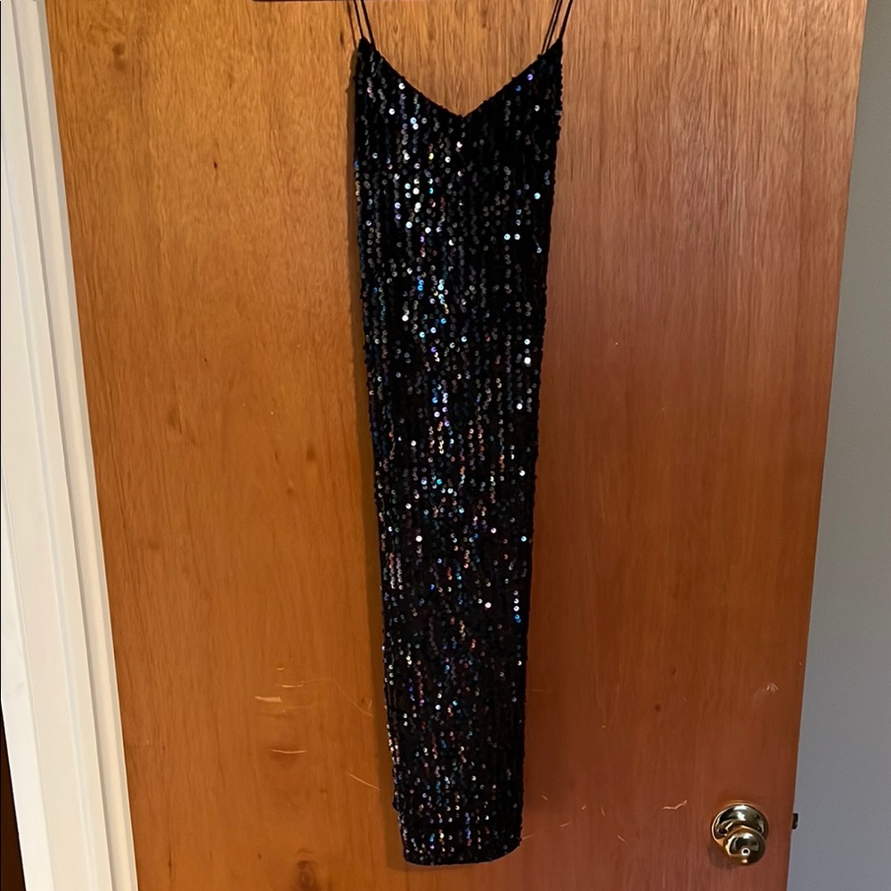 QED London Black Slip Mini Dress Spaghetti Strap Cocktail